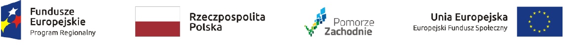 Logo Fundusze europejskie Program Regionalny, flaga RP, Logo Pomorze Zachodnie, Flaga Unia Europejska EFS