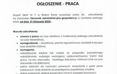 Zdjęcie do Ogłoszenie - praca 